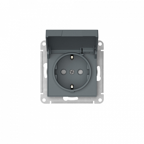 Systeme Electric AtlasDesign Грифель Розетка с заземл. со шторк. с крышкой, 16А,IP20,мех., быстрозажим. клем.