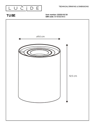 Настольная лампа Lucide Tube 22552/05/30