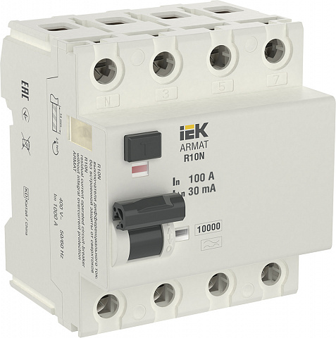 IEK ARMAT ВДТ R10N 4P 100А 30мА тип AC