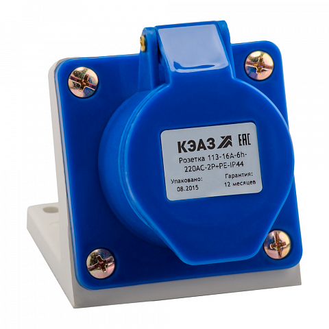 КЭАЗ Розетка для монтажа на поверхность 123-32А-6h-220AC-2P+PE-IP44