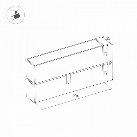 Трековый светодиодный светильник для магнитного шинопровода Arlight Mag-Flat-Fold-45-S205-6W Warm3000 026985