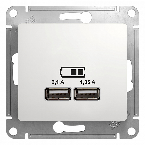 Systeme Electric Glossa Бел Розетка USB 5В/2,1А, 2х5В/1,05А