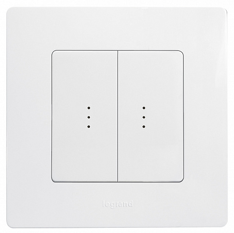 Legrand Etika Белый Переключатель 2-клавишный с подсветкой, 10А, Автоматические клеммы
