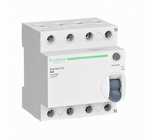 Systeme Electric City9 Set Выключатель дифференциального тока (ВДТ) 63А 4P 100мА Тип-AC 400В