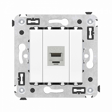 DKC Компьютерная розетка RJ-45 без шторки в стену, кат.6 одинарная экранированная, "Avanti", "Белое облако"