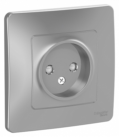 Systeme Electric Blanca внутр Алюминий Розетка б/з со шторками, 16А, 250В
