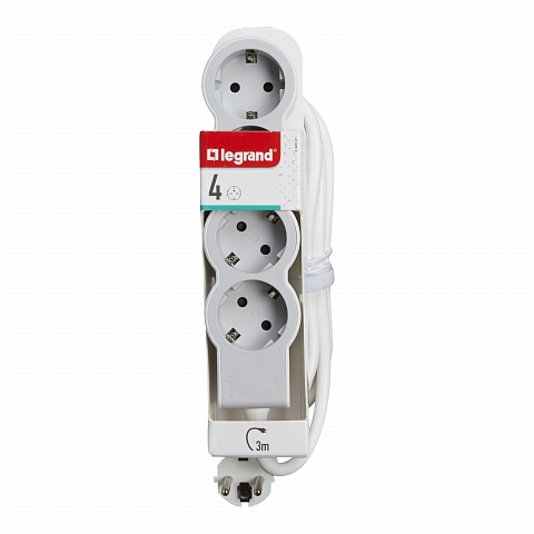 Legrand Revolution Стандарт Бело-серый Удлинитель 4x2К+З, кабель 3м