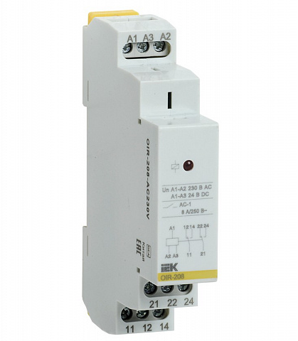 IEK ONI Промежуточное реле OIR 3 контакта (8А) 230 В AC