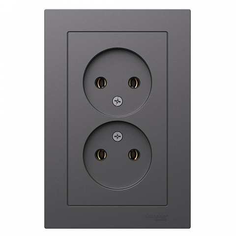 Systeme Electric AtlasDesign Базальт Розетка двойная б/з,16А, в сборе