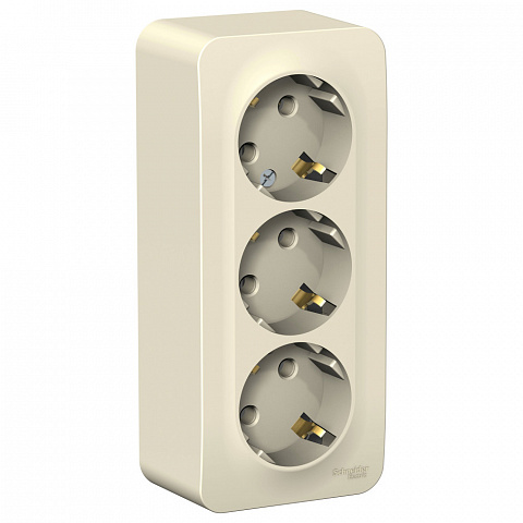 Systeme Electric Blanca наруж Молочная Розетка 3-ая с/з без шторок 16А, 250В, изолир. пластина