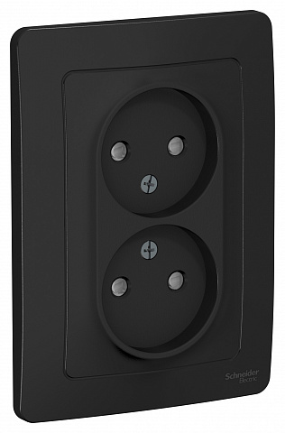 Systeme Electric Blanca внутр Антрацит Розетка 2-ая б/з со шторками, 16А, 250В