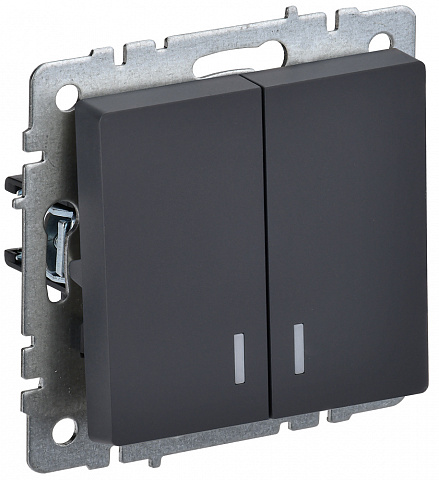 IEK BRITE BASE Графит Выключ. 2-кл с инд. 10А ВС10-2-1-БрГ