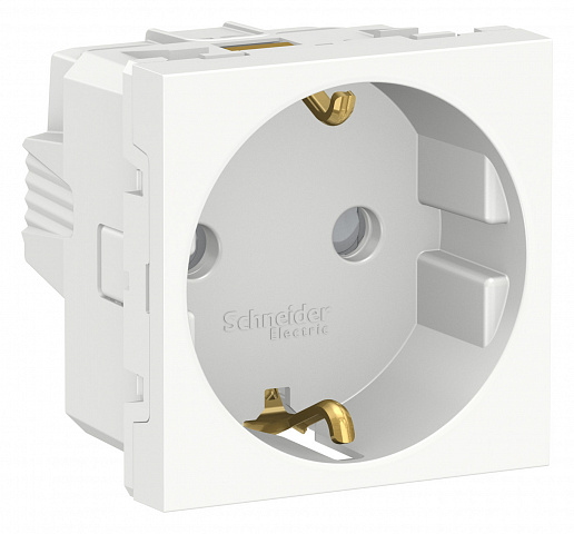 Schneider Electric Unica Modular Бел Розетка с/з со шторками, винт. зажим, 16А, 250В, 2 модуля