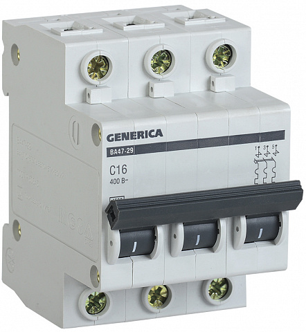 IEK GENERICA Авт. выкл. ВА47-29 3Р 10А 4,5кА х-ка С