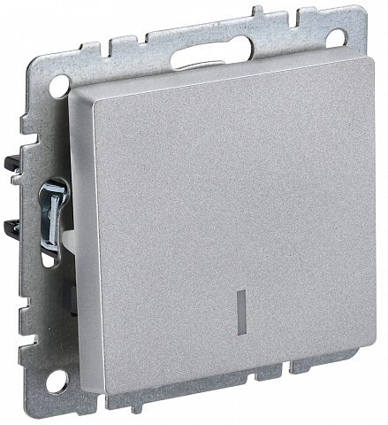 IEK BRITE BASE Алюминий Выключ. 1-кл с индик 10А ВС10-1-1-БрА