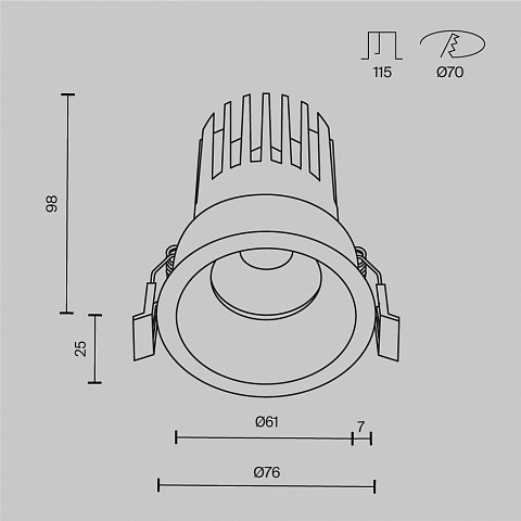 Встраиваемый светильник Maytoni DL117-15W-3K-B