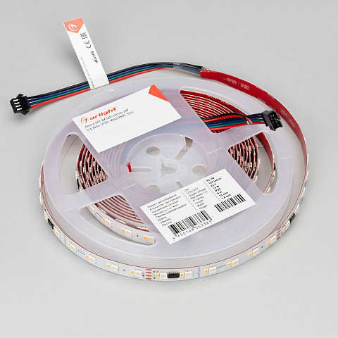 Светодиодная лента Arlight Бегущий огонь 6W/m 60Led/m 5060/2835SMD разноцветный/теплый белый 5M SPI-BA120-12mm 24V RGBW-Warm-PX6-BPT 040620