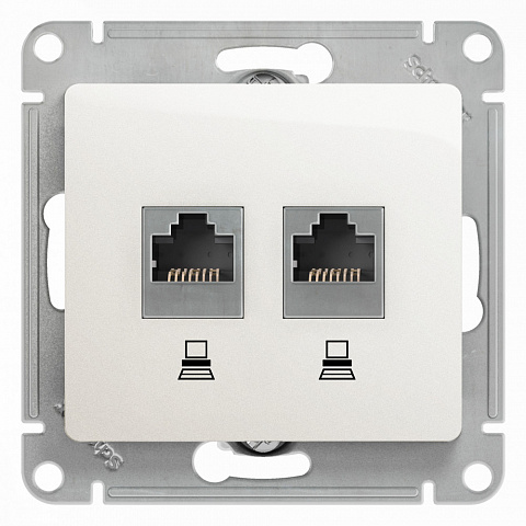 Systeme Electric Glossa Перламутр Розетка 2-ая компьютерная RJ45+RJ45, кат.5E