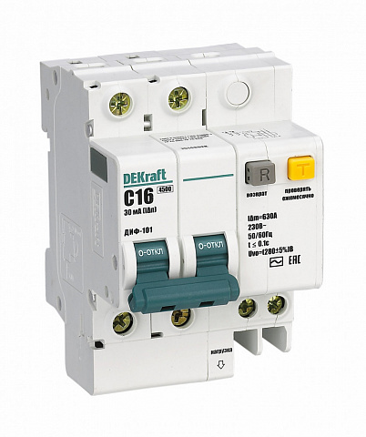 Dekraft АВДТ 2P 32A 30мА AC C + OV ДИФ-101 4,5кА