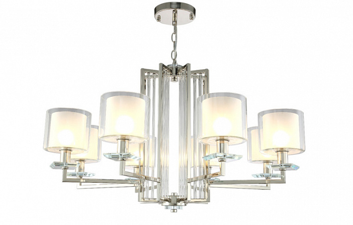 Подвесная люстра Crystal Lux NICOLAS SP-PL8 NICKEL/WHITE