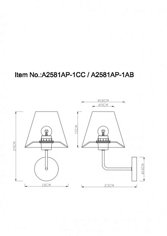 Бра ARTE Lamp A2581AP-1AB