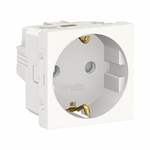 Schneider Electric Unica Modular Бел Розетка с/з со шторками, винт. зажим, 16А, 250В, 2 модуля