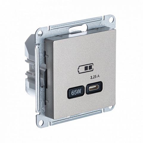 Systeme Electric AtlasDesign Шампань USB Розетка тип-C 65W высокоскор.заряд. QC, PD, мех.