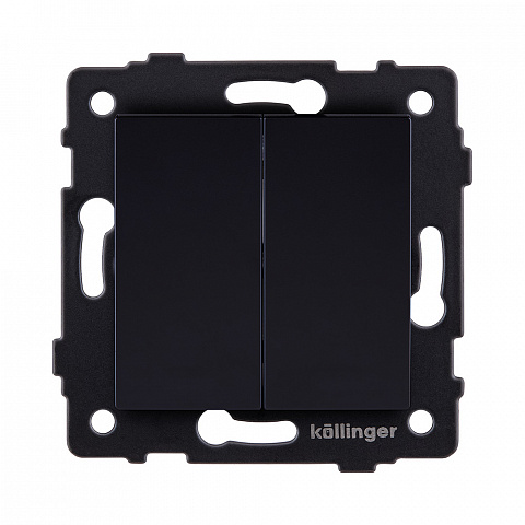 Выключатель кнопочный 2-клавишный 10А/250В, черный Kollinger REA-S-011BK для Aspekt, Eleganz, Reflex