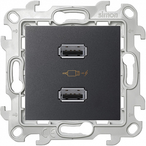 Simon 24 Графит Зарядное устройство 2хUSB 2,4A