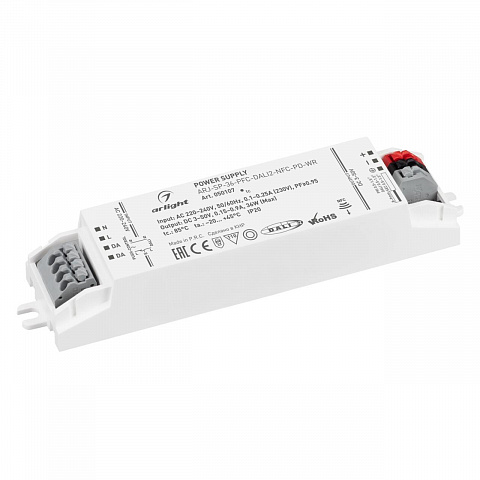 Блок питания ARJ-SP-36-PFC-DALI2-NFC-PD-WR (36W, 3-50V, 0.15-0.9A) Arlight 050107