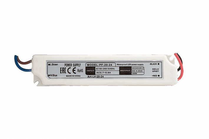 Блок питания SWG 24V 20W IP67 0,8A LV-20-24 001091