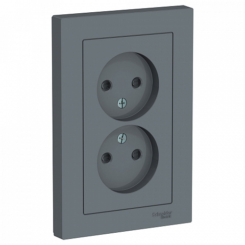 Systeme Electric AtlasDesign Грифель Розетка б/з двойная, со шторками,16А, в сборе