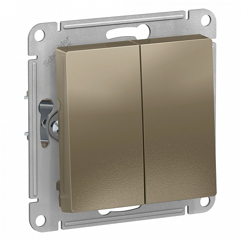 Systeme Electric AtlasDesign Шампань Выключатель 2-клавишный с самовозвратом, сх.2, 10А, механизм