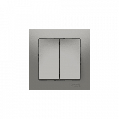 Systeme Electric AtlasDesign Сталь Выключатель 2-клавишный, сх.5, 10АХ, в сборе, быстрозажим. клем.