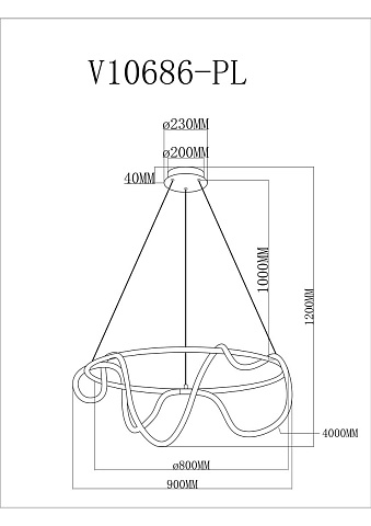 Подвесной светодиодный светильник Moderli True V10686-PL