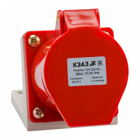 КЭАЗ Розетка для монтажа на поверхность 114-16А-6h-380AC-3P+PE-IP44