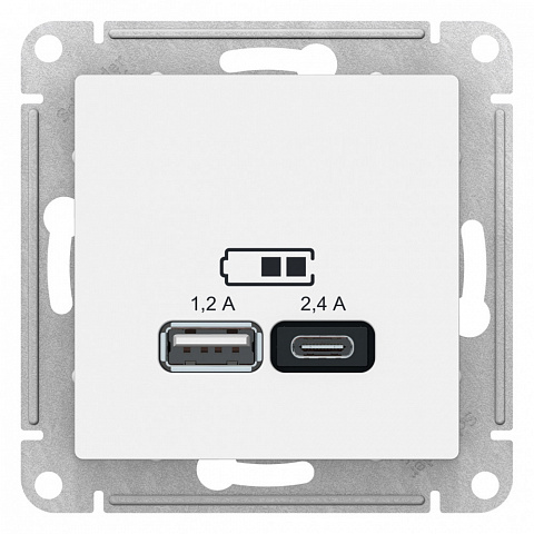 Systeme Electric AtlasDesign Лотос Розетка USB А+С, 5В/2,4 А, 2х5В/1,2 А, механизм