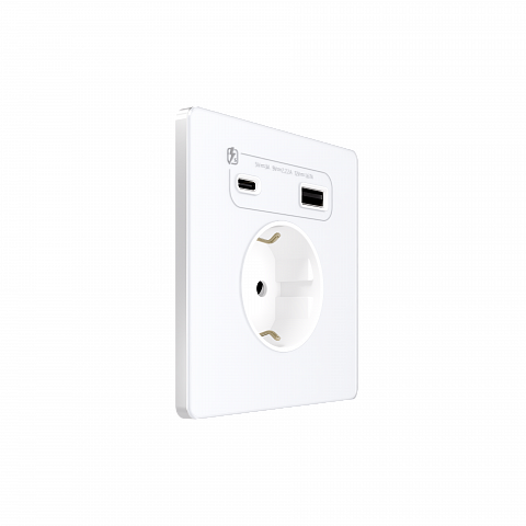 Systeme Electric Systeme Infinity Арктический лед Розетка с заземлением со шт. с USB А+С 20Вт