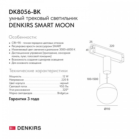 Светильник на шине Denkirs DK8056-BK
