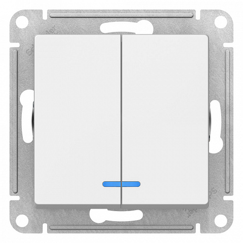 Systeme Electric AtlasDesign Лотос Выключатель 2-клавишный с подсветкой, сх.5а, 10АХ, механизм
