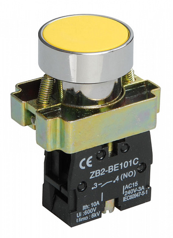 IEK LAY5 Кнопка управления LAY5-BA51 без подсветки желтая 1з