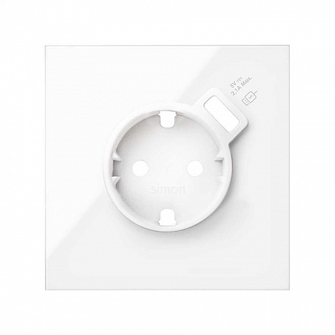 Simon 100 Белый глянец Кит 1 пост, фронт. Накладка на 1 розетку Schuko с з/у USB SC