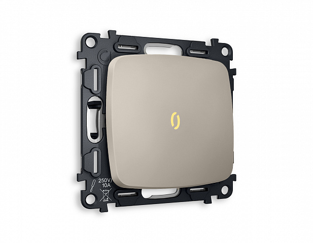 MO362030 Комплект механизма 1-кл проходного выключателя с подсветкой 3200K OMEGA Серо-бежевый матовый QUANT (OP3620, VM105, G22Y)