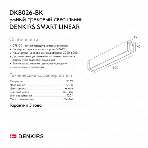 Светильник на шине Denkirs DK8026-BK