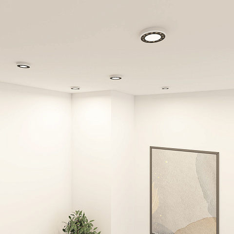 DK2441-WB Встраиваемый светильник DUAL 9+9 Вт, LED 4000K, IP 20, d120mm, белый/черный, алюминий/акрил