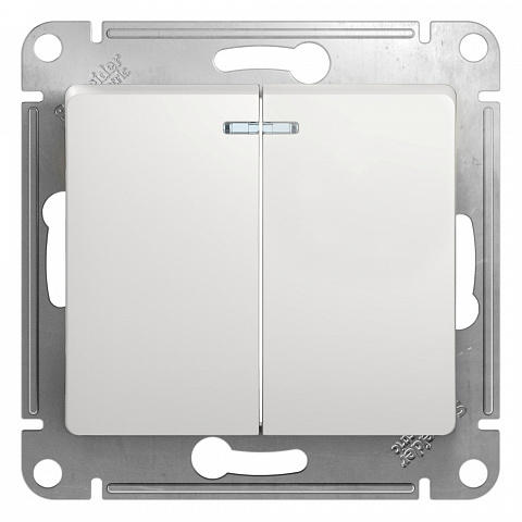 Systeme Electric Glossa Бел Выключатель 2-клавишный с подсветкой, сх.5а, 10АХ