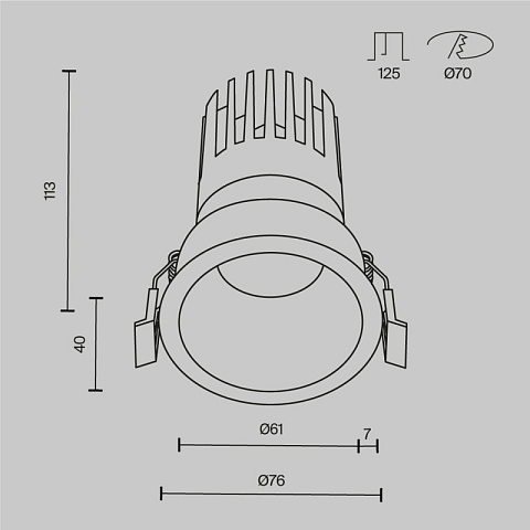 Встраиваемый светильник Maytoni DL118-15W-3K-B