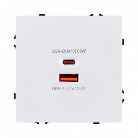 Розетка USB A+C 65W, белый матовый Kollinger Eclipse EC-024WH