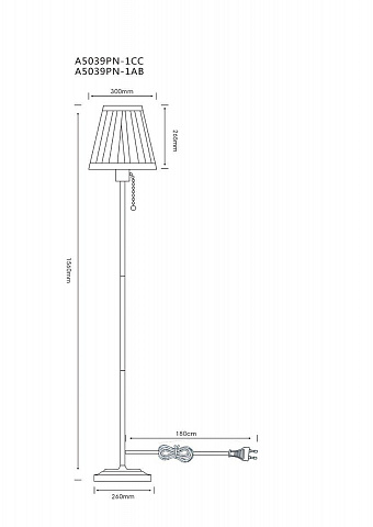Торшер ARTE Lamp A5039PN-1CC