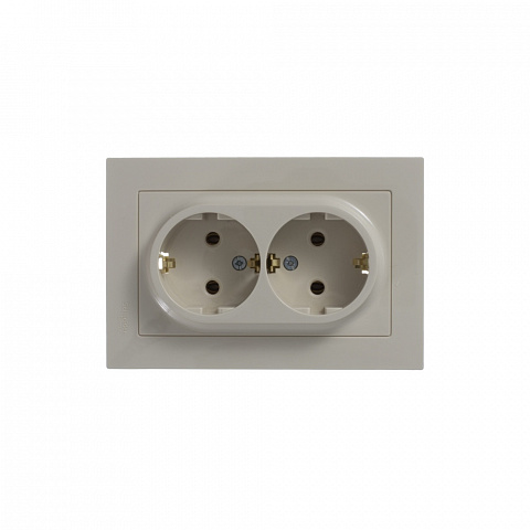 Systeme Electric AtlasDesign Беж Розетка с/з двойная, 16А, в сборе